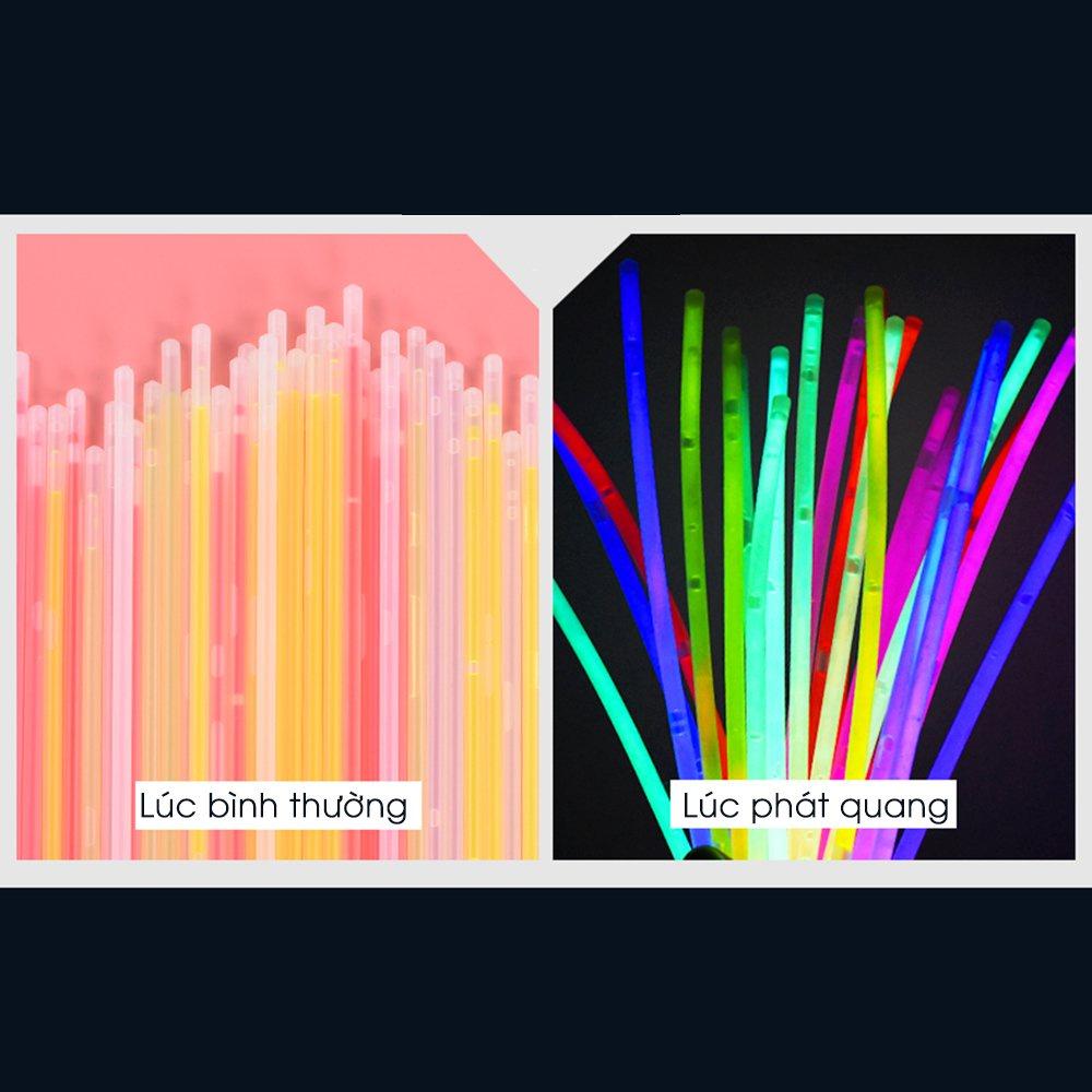 SET 100 Que phản quang lightstick phát sáng trong đêm tối, quẩy EDM, làm vòng đeo tay, nhảy hiphop, tiệc party, an toàn