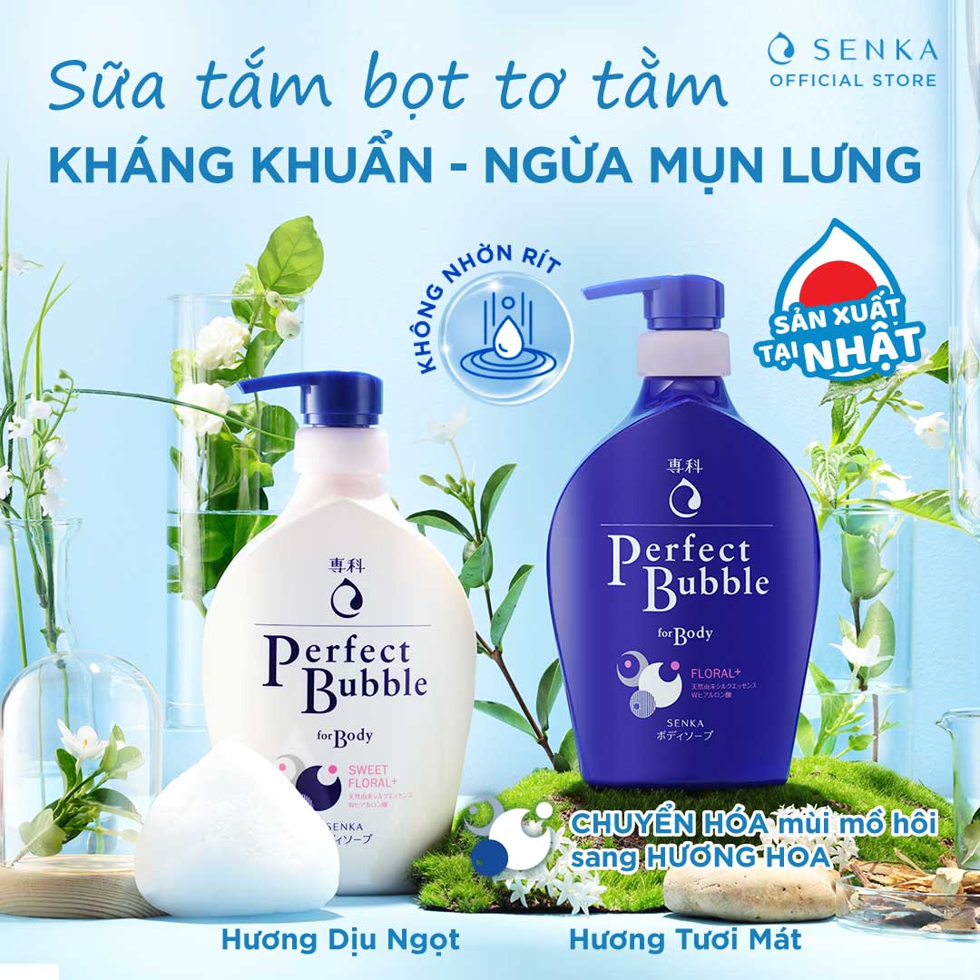 Sữa tắm dưỡng ẩm hương hoa dịu ngọt Senka Perfect Bubble for Body Sweet Floral 500ml