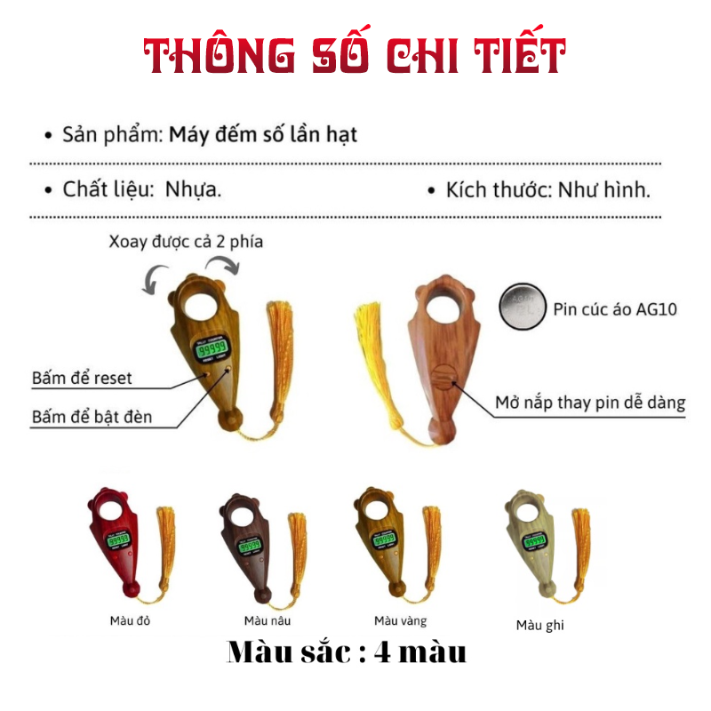 Máy Đếm Số Niệm Phật, Máy Bấm Đếm Số Niệm Phật, Tràng Hạt Điện Tử Niệm Phật Kí Số - Màn Led, nhớ số cao cấp