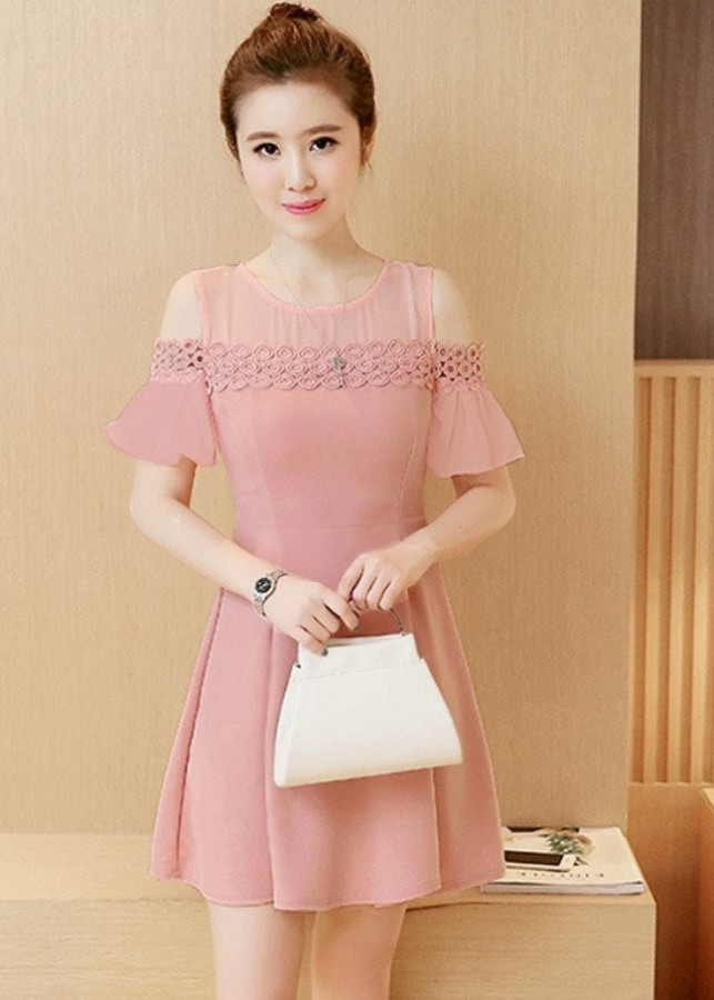 Đầm xòe trễ vai tay lỡ BY4116