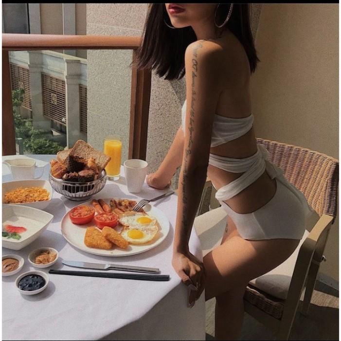 freeship Đồ bơi bikini 2 mảnh phối khoen màu trắng đẹp VATIXA BKN37
