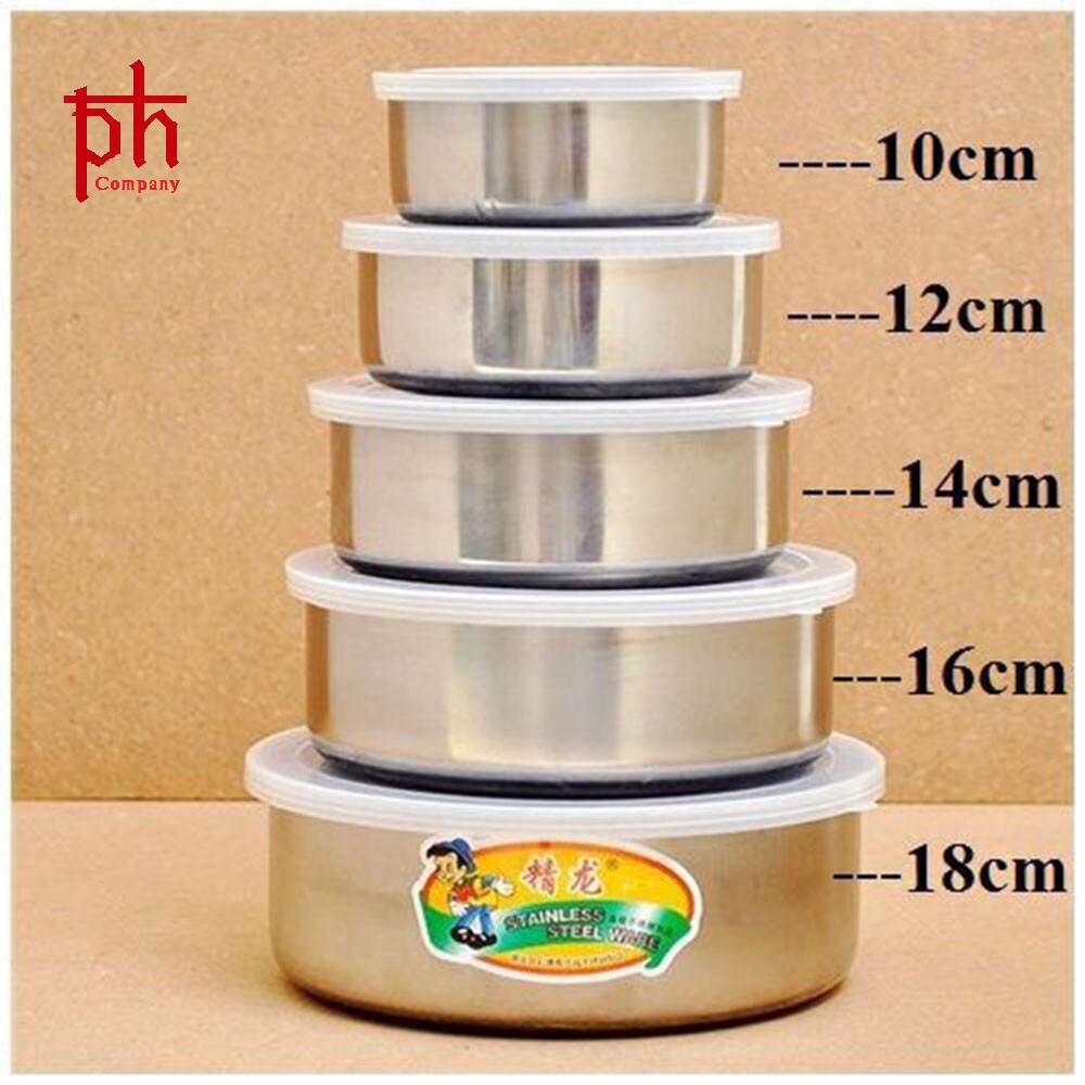 BỘ 5 THỐ INOX 5 CÁI CAO CẤP CÓ NẮP ĐẬY TIỆN LỢI