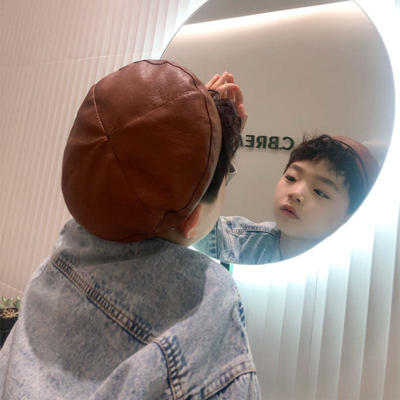 Mới Nón Trẻ Em cho Bé Gái Giả Da Thu Đông Bé Mũ Có Thể Điều Chỉnh Trẻ Em Bé Trai Nón Trẻ Em Mũ Nồi Đô Phụ Kiện