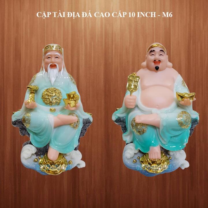 Cặp tượng thần tài ông địa đá cao cấp 10 inch - M6