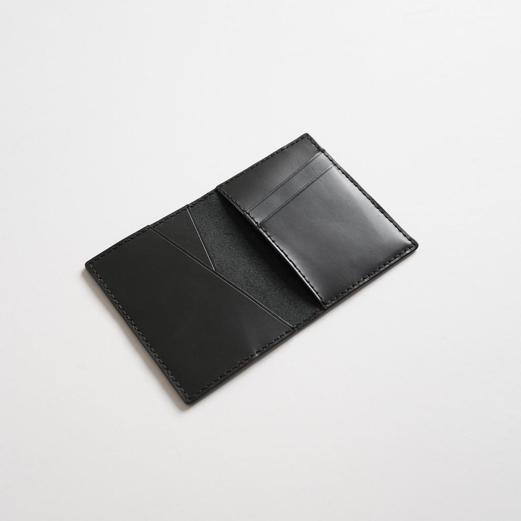 Ví Gấp Basic Wallet Unisex WAA.- DA THẬT 100% - Màu đen - Sản phẩm thiết kế - Kèm dustbag
