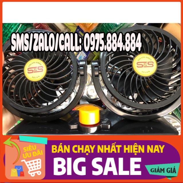 Quạt đôi làm mát trên xe oto 12V - 24V