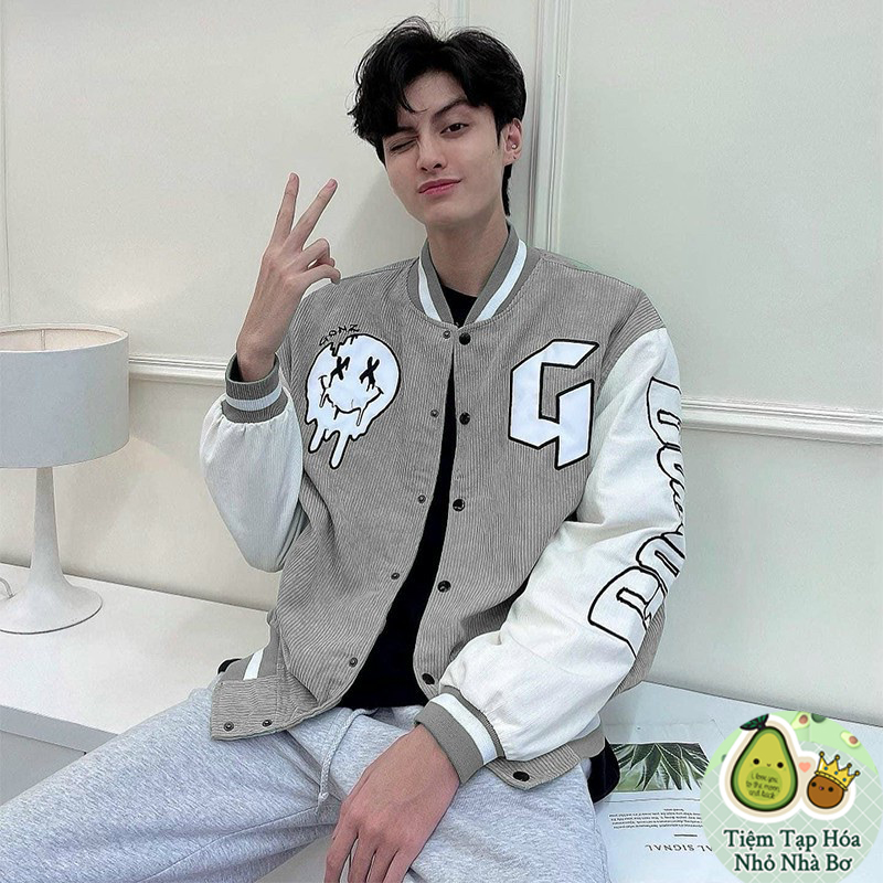 Áo Khoác Bomber Nhung Tăm Form rộng Unisex Freesize Áo Khoác Bóng Chày Gonz Siêu Hot Trendy AK01