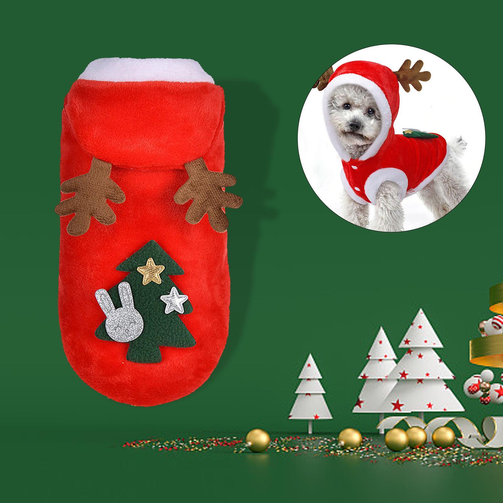 Pet Christmas Clothes Winter Warm Flannel Hoodie Apparel for Pug Party