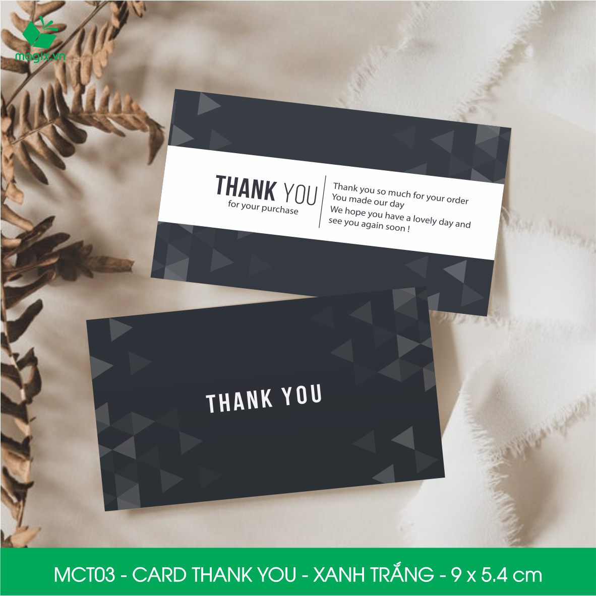 MCT03 - 9x5.4 cm - 1000 Card Thank you, Thiệp cảm ơn khách hàng, card cám ơn cứng cáp sang trọng