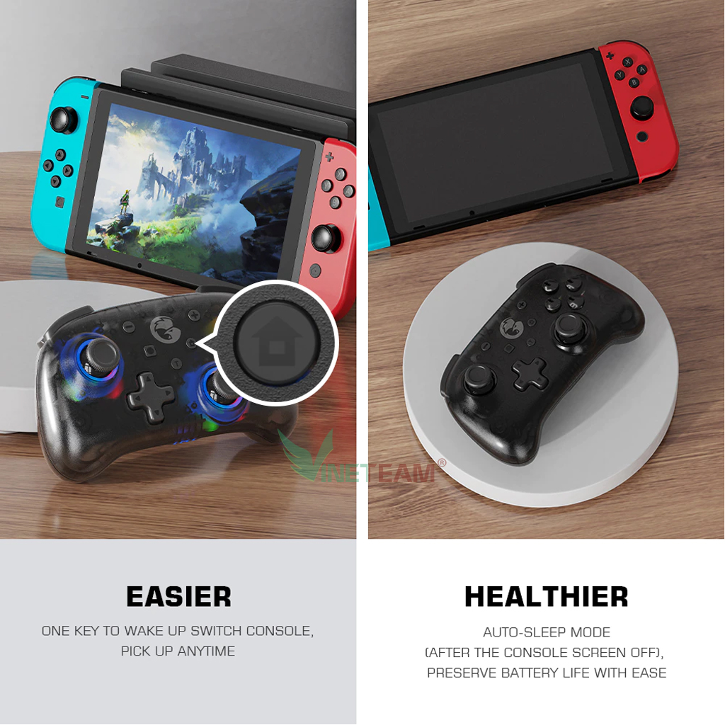 Tay Cầm Chơi Game Không Dây Gamesir T4 Mini Bộ Điều Khiển Chơi Game Dành Cho Nintendo Switch Apple Arcade và MFi Hỗ Trợ PC/ Android/ iOS Led Nhiều Màu -Hàng Chính Hãng