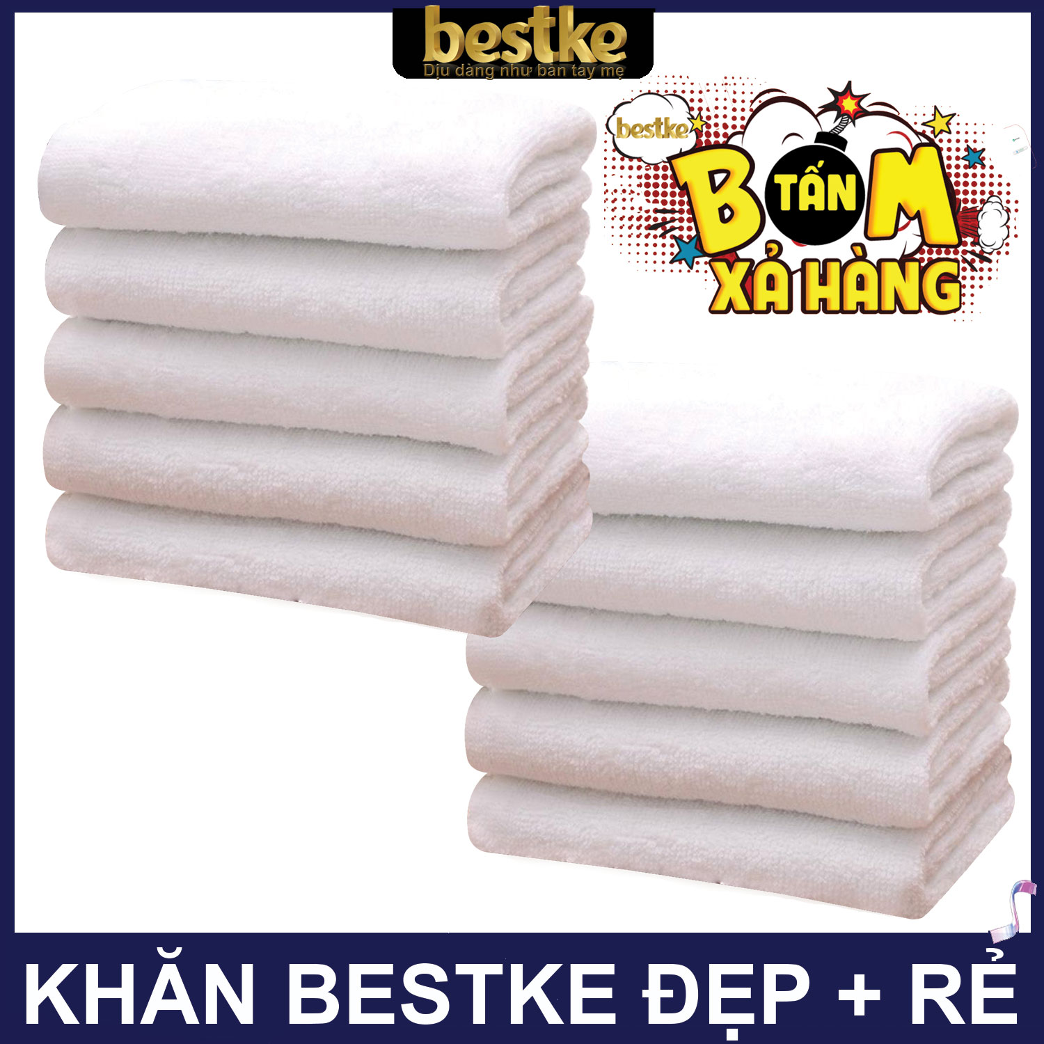 Combo 10 cái khăn gội bestke quấn đầu, màu trắng size 33*83cm