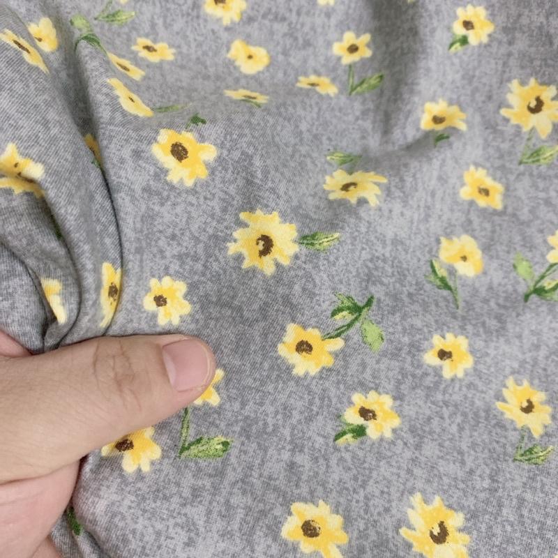 Vải thun cotton  dãn 4 chiều hoa nhí vàng fhjgjhh