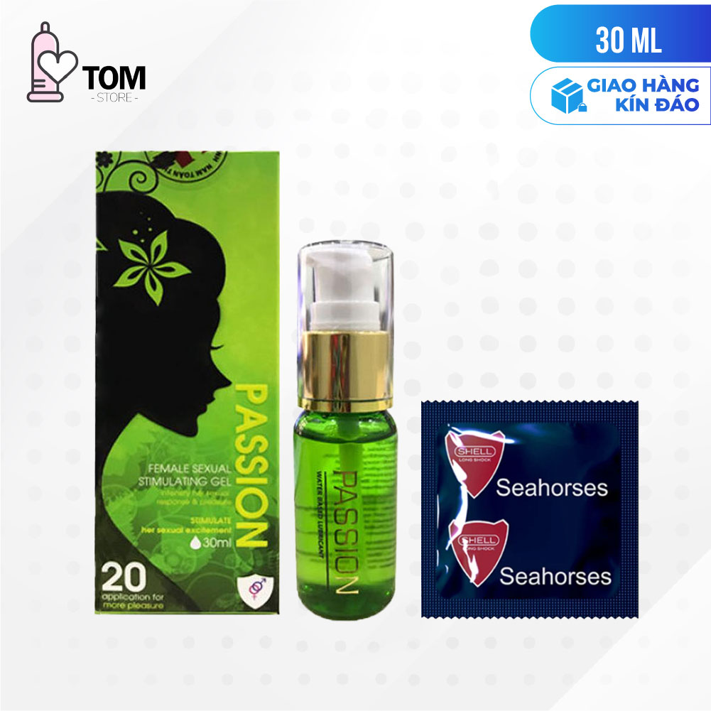 Gel bôi trơn tăng khoái cảm nữ - Passion kèm 1 chiếc bao cao su Shell Seahorse