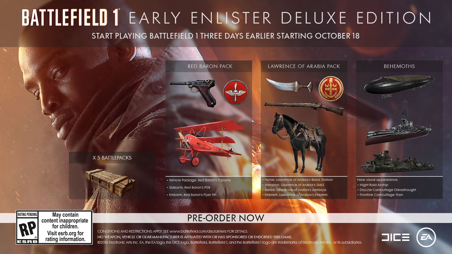 Đĩa Game PS4 Battlefield 1 Early Enlister Deluxe Edition - Hàng Nhập Khẩu