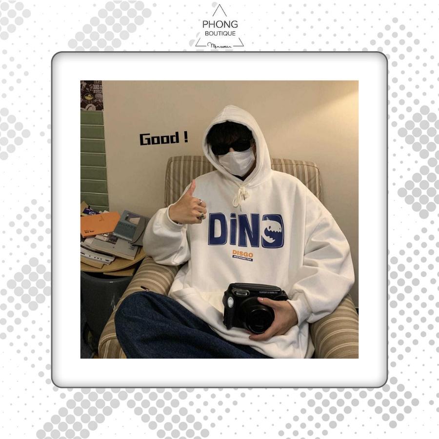 Áo mũ Hoodie Unisex Phong Boutique Dino form rộng 5 màu nỉ bông cặp đôi nam nữ Oversize Ulzzang thu đông