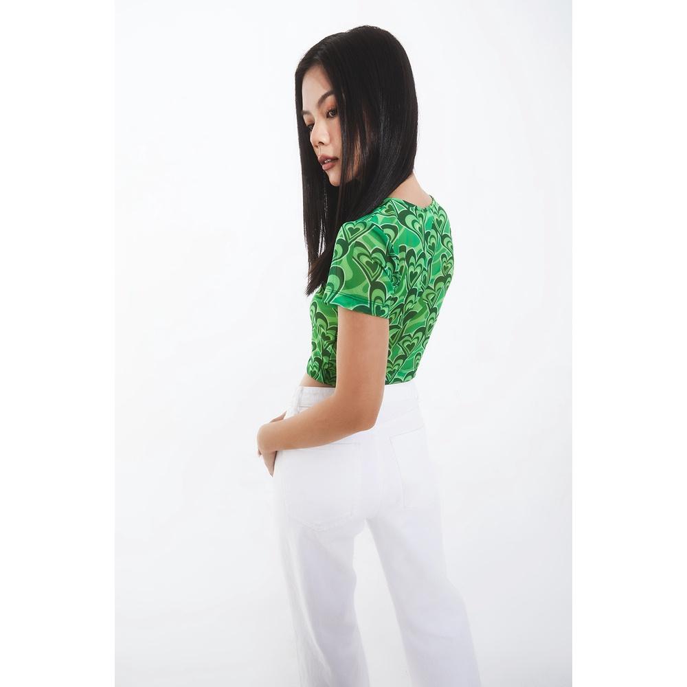 DOTTIE - Áo ngắn nữ xanh lá T0556