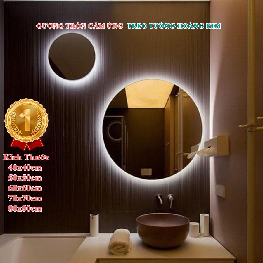 Gương tròn có đèn led cảm ứng treo tường bàn trang điểm makeup nhà tắm phòng wc cao cấp thông minh kích thước 40cm ,50cm ,60cmguonghoangkim mã HK-0003
