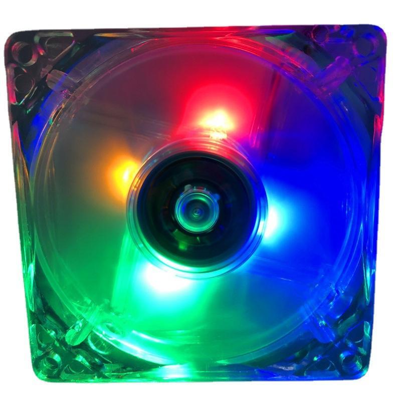 Phong cách mới nhất 12cm pha lê 12cm trong suốt có đèn quạt LED ánh sáng xanh làm mát công suất khung máy