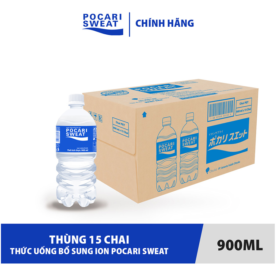 Thùng 15 chai Thức Uống Bổ Sung ION Pocari Sweat (900ml / Chai)