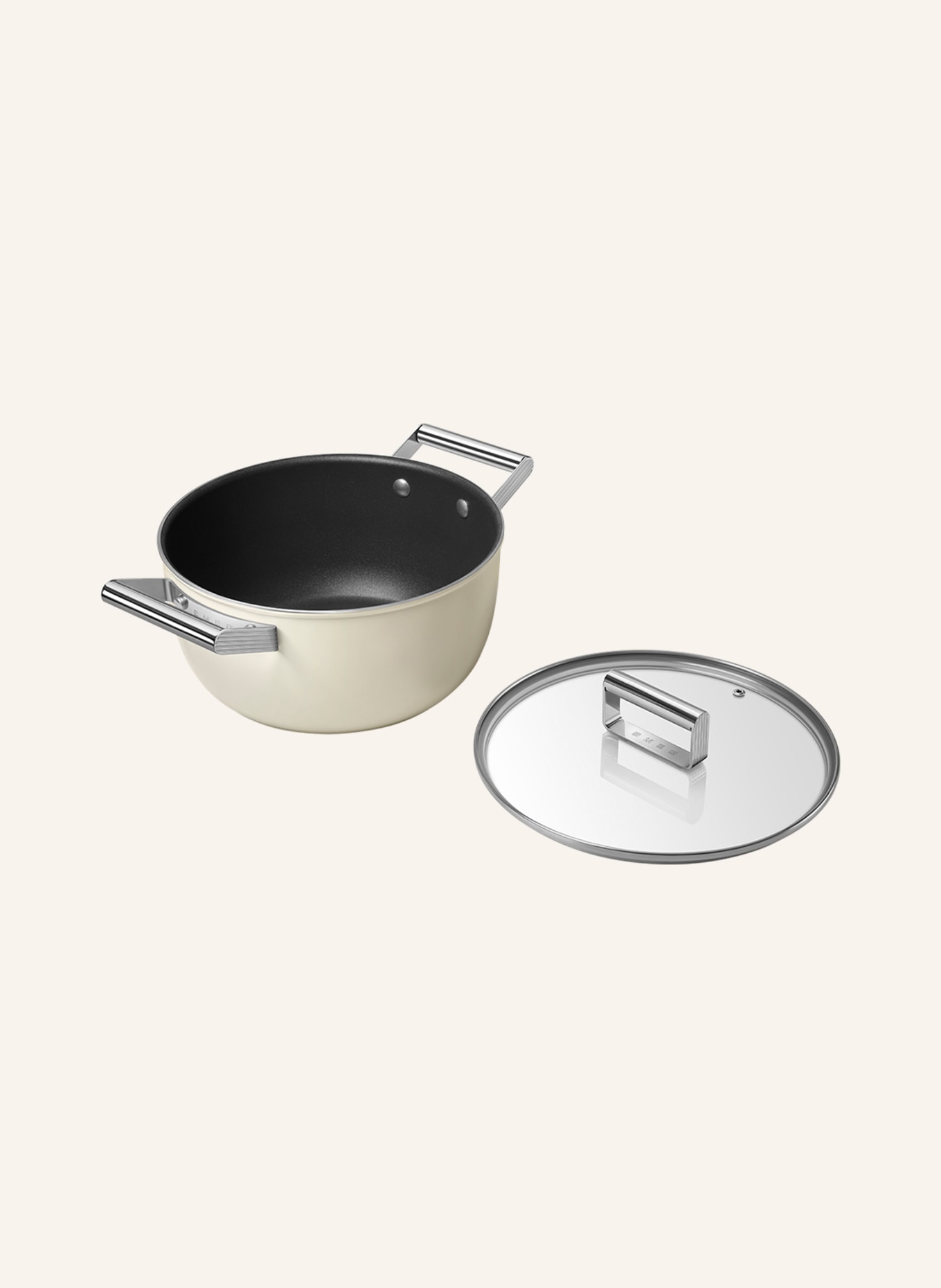 Nồi Smeg Casserole CKFC24411CRM 24cm màu kem - Made in Italy Hàng Chính hãng