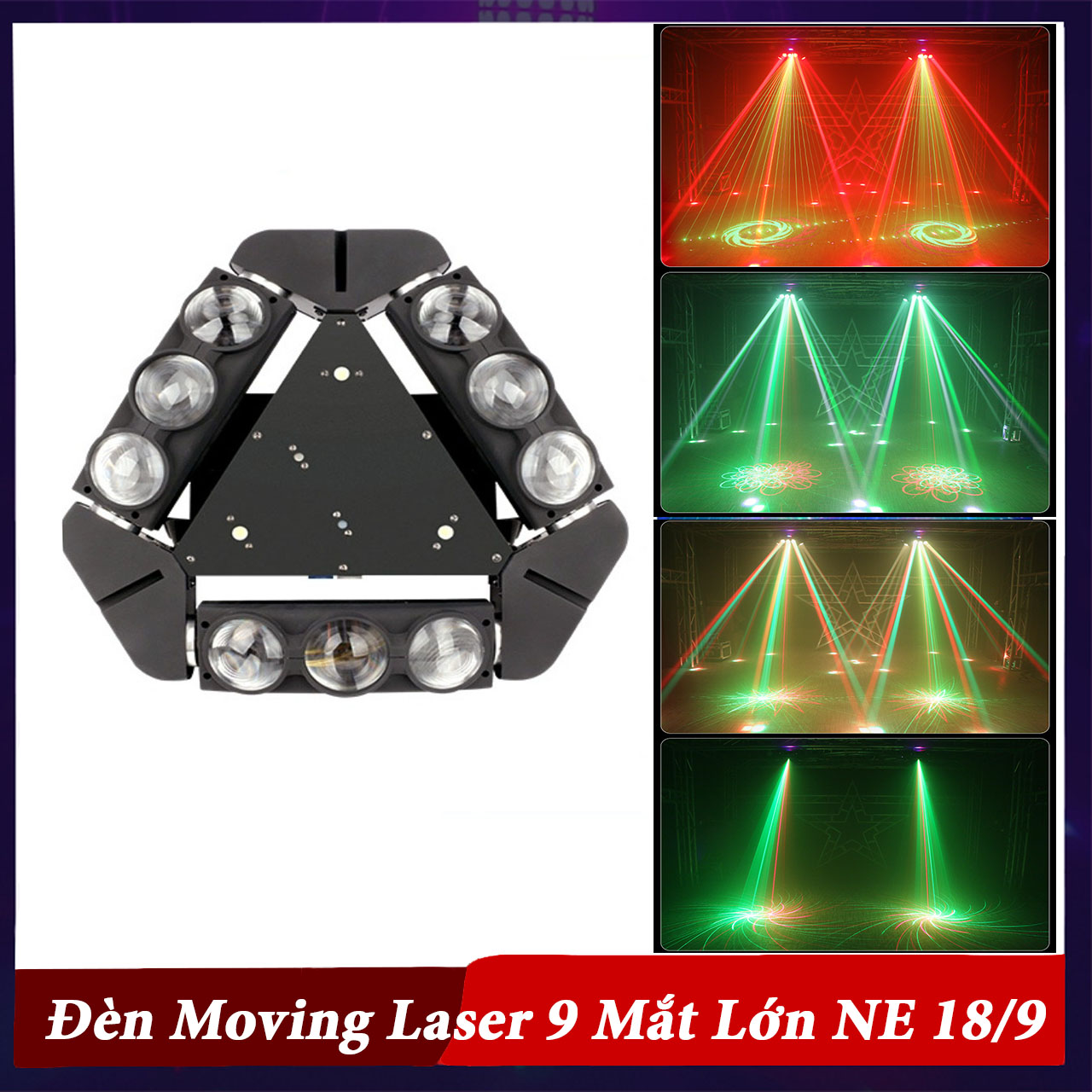 Đèn Moving head LED 9 mắt + laser NE-18-9