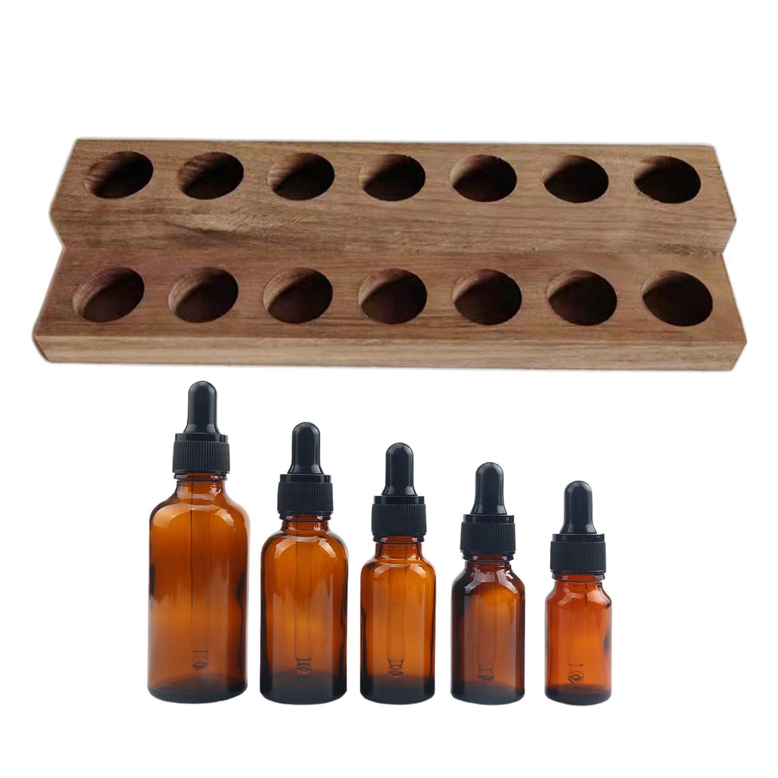 2-Tier Essential Oil Display Stand 10ml Bottles Storage Rack Shelf Walnut