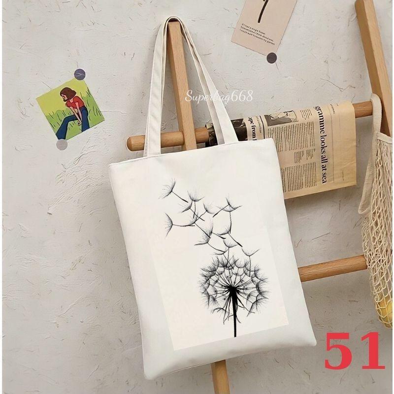 Túi tote túi vải canvas Hàn Quốc hoạ tiết cute đựng vừa A4 laptop đi chơi đi học Superbag668 HQ215