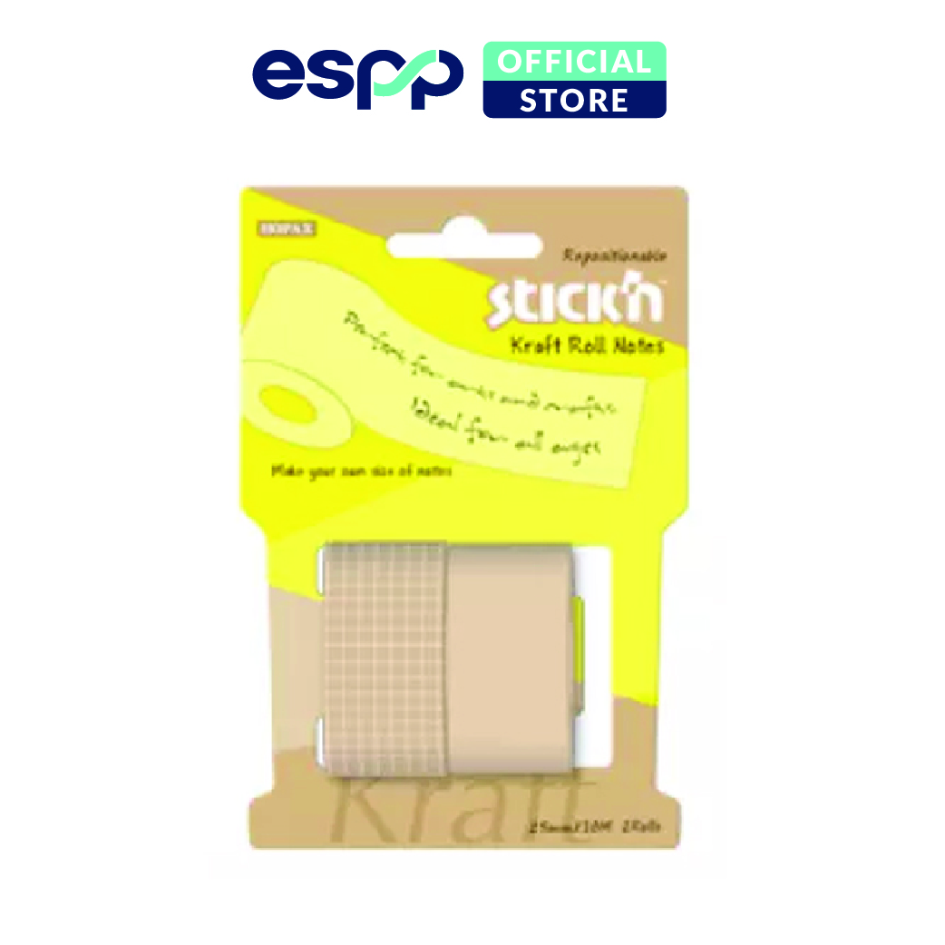 20m Lõi cuộn giấy note Kraft trơn & kẻ caro - 2.5cmx10m x 2 cuộn