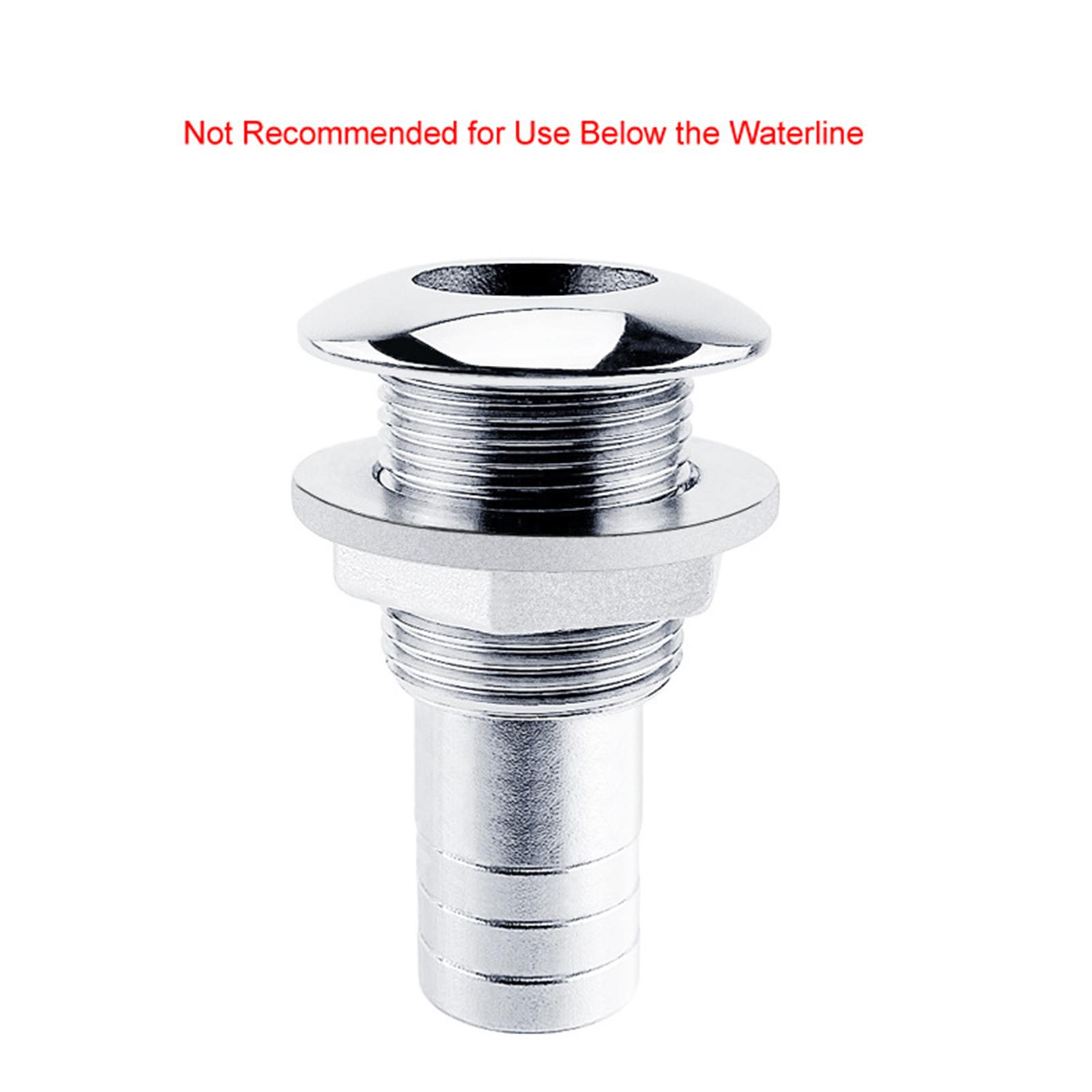 Replacement Marine Hardware Stainless Steel Yacht Thru Hull Plumbing Fitting Water Outlet Port Rust Proof for 3/4" or 1" Hose Outdoor Boat Accessories