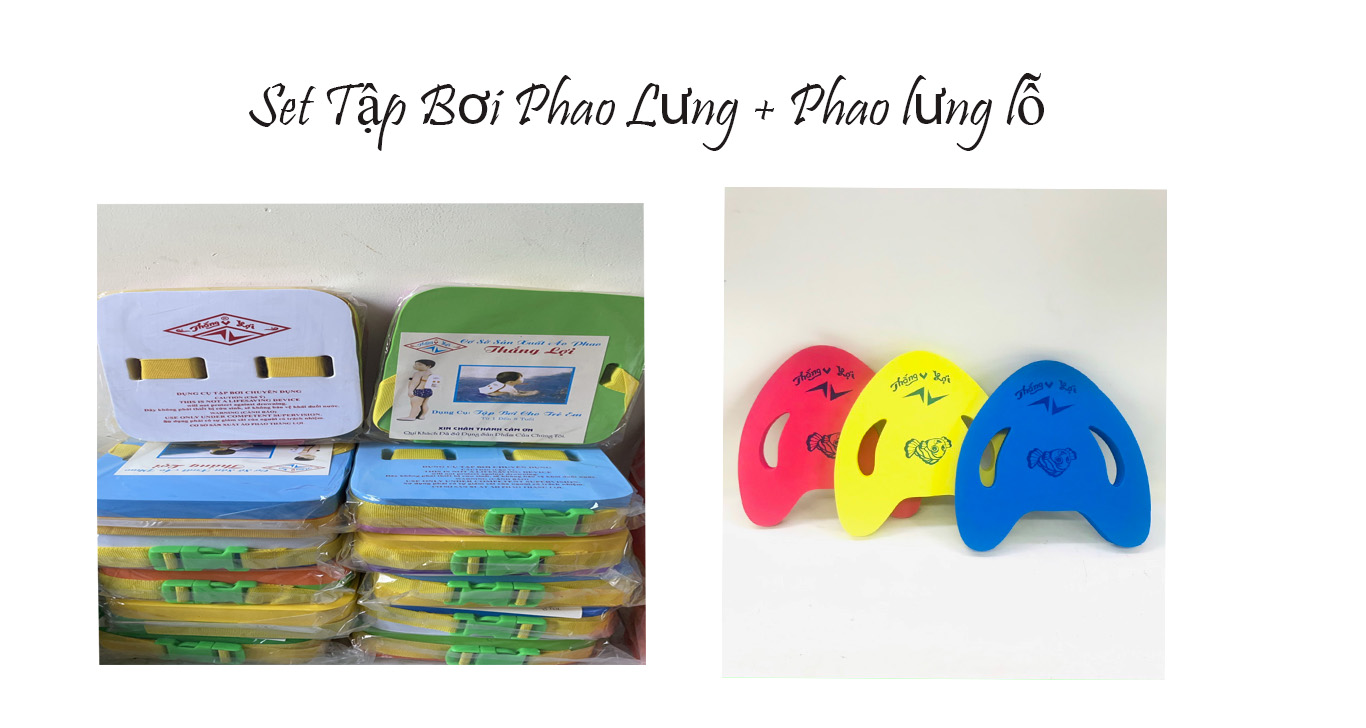 Set phao tập bơi (phao tim lỗ mới + phao lưng)