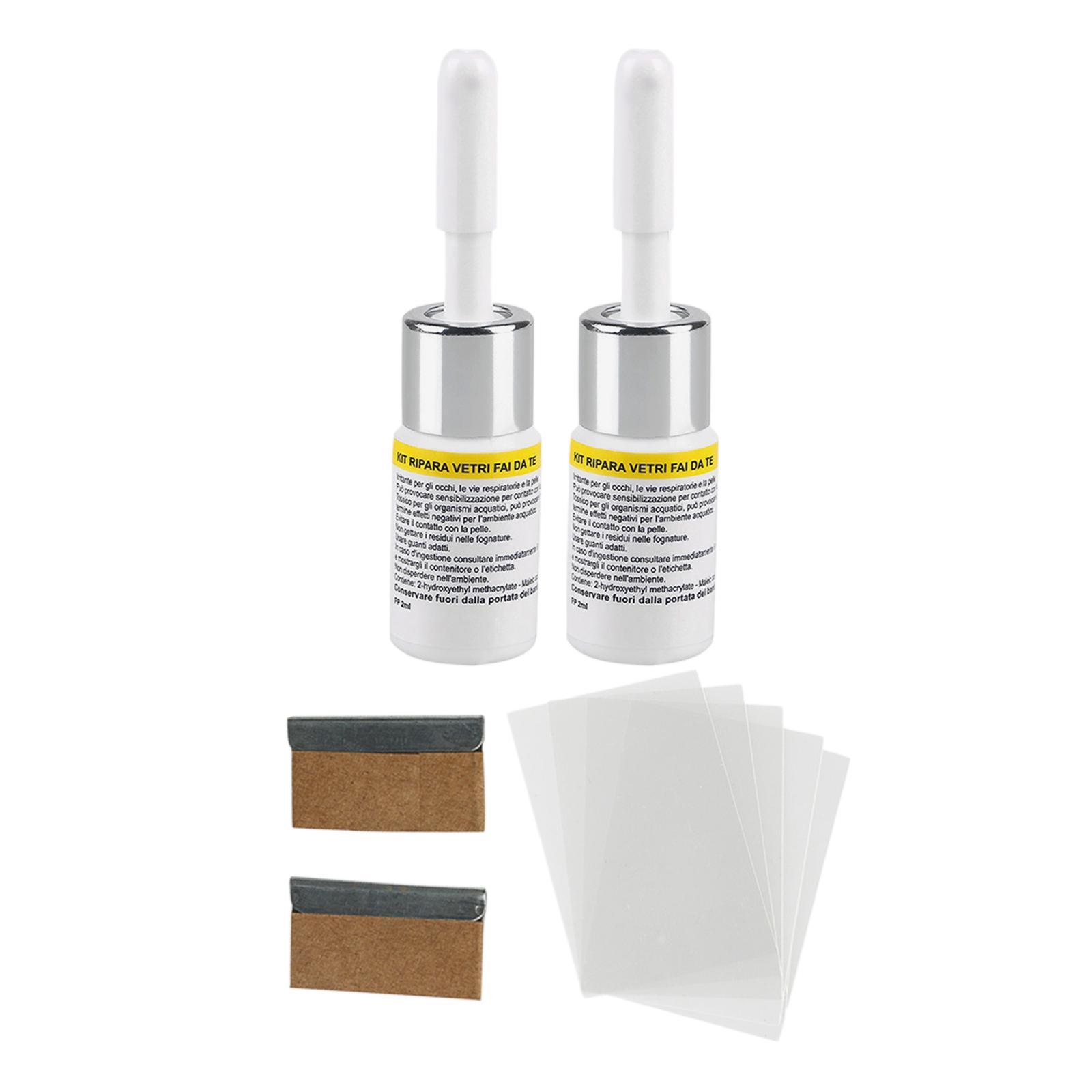 2x2Pcs Automotive Glass Repair Fluid Windshield Resin Crack Tool DIY Car Fix White