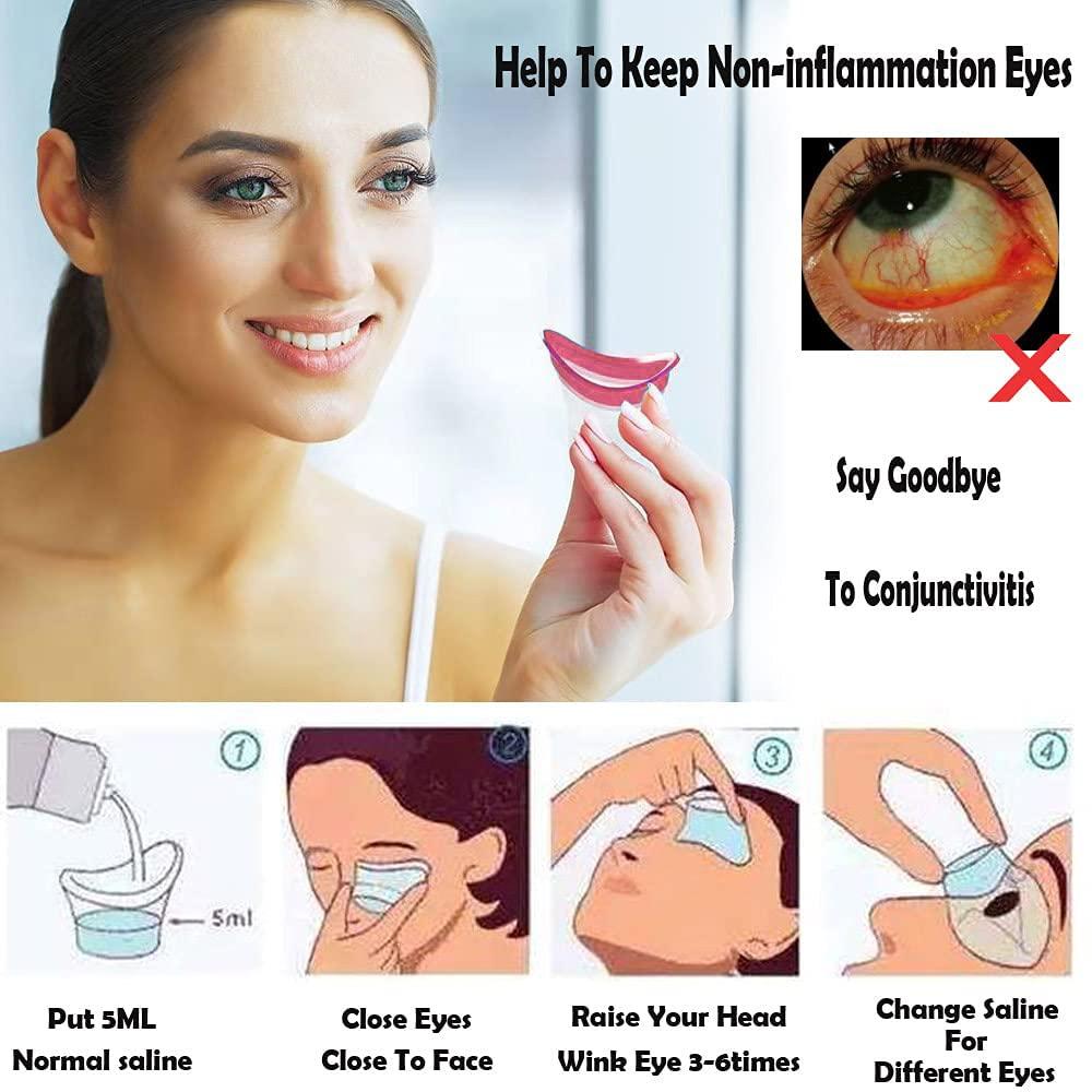 4PCS Silicone Eye Cup để làm sạch mắt hiệu quả trong suốt với hộp đựng lưu trữ ， cốc rửa mắt （đỏ+xanh