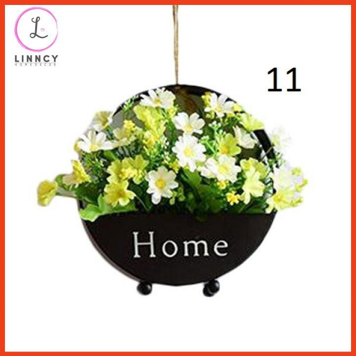 Lẵng hoa, giỏ hoa lụa treo tường chữ Home nhiều mẫu trang trí