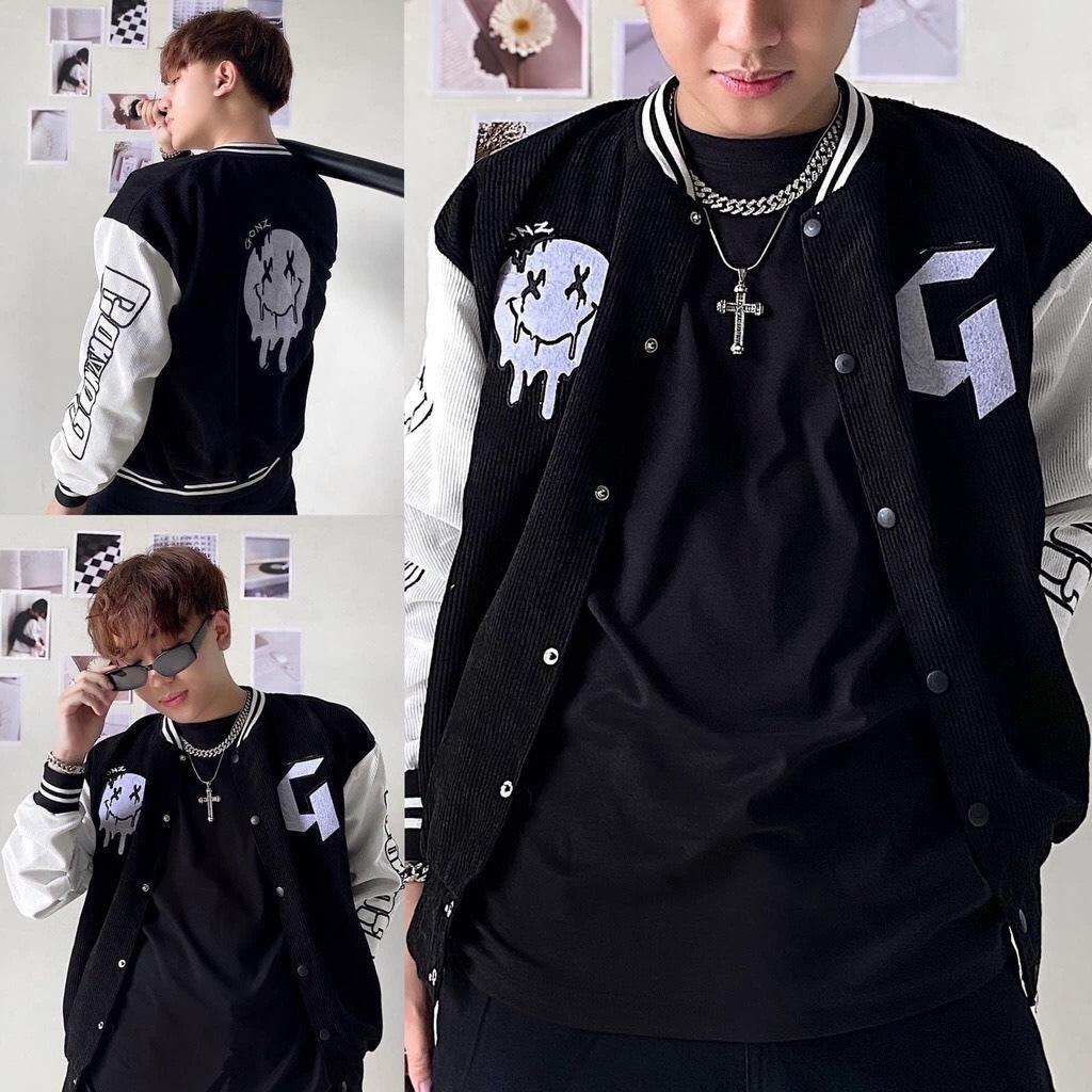 Áo khoác nhung gân tăm chử G unisex ulzzang áo bomber jackets street style nam nữ form rộng rẻ đẹp