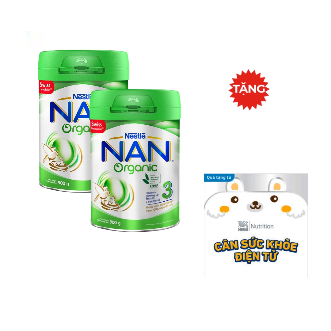 Combo 2 Lon Sữa Bột Nestle NAN Organic 3 900g - Tặng 01 Cân điện tử