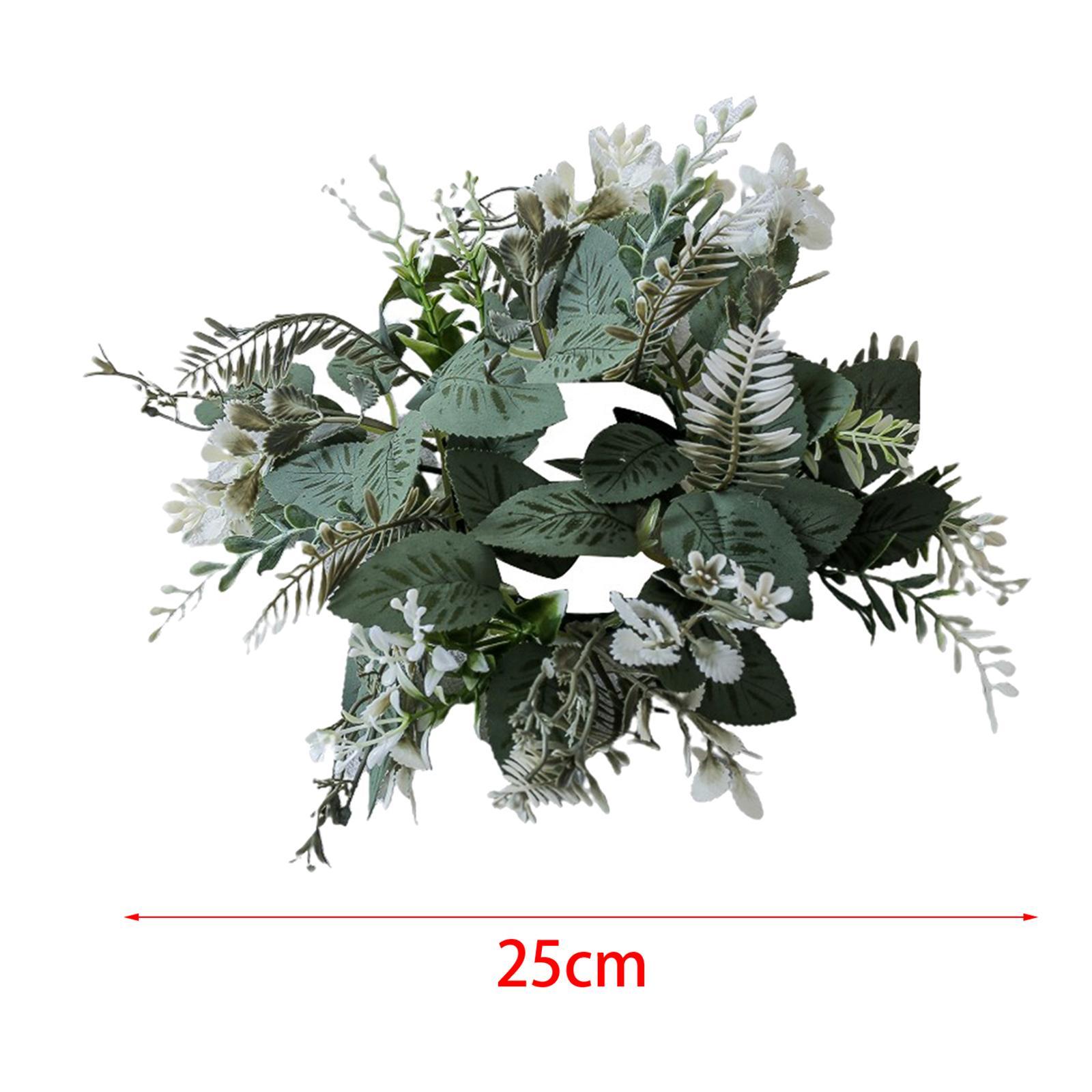 Greenery Candle Wreath Pillar Candle Rings Wreath Pillar Candle Holder Candle Garland for Bar Dining Table Party Living Room Decoration