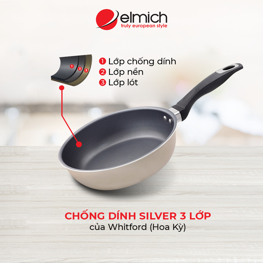 Chảo nhôm chống dính đáy từ Elmich EL-3830 đường kính 20cm - Hành chính hãng