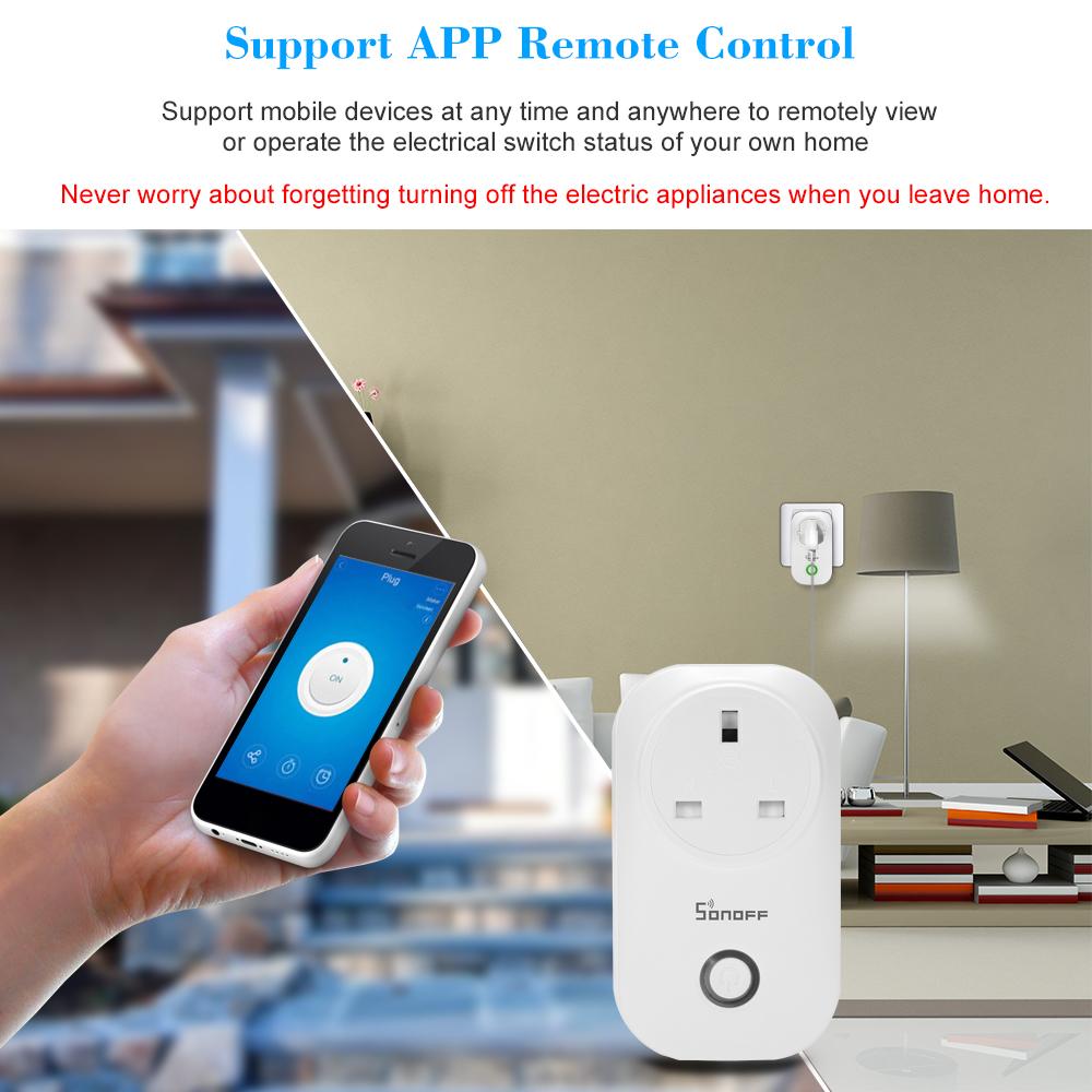 SONOFF S20 ITEAD Wifi Wireless Remote Control Socket Charging Adapter Smart Home Power Socket UK Via Phone App Smart Timer Works with Amazon Alexa and for Google Home/Nest Home Plug