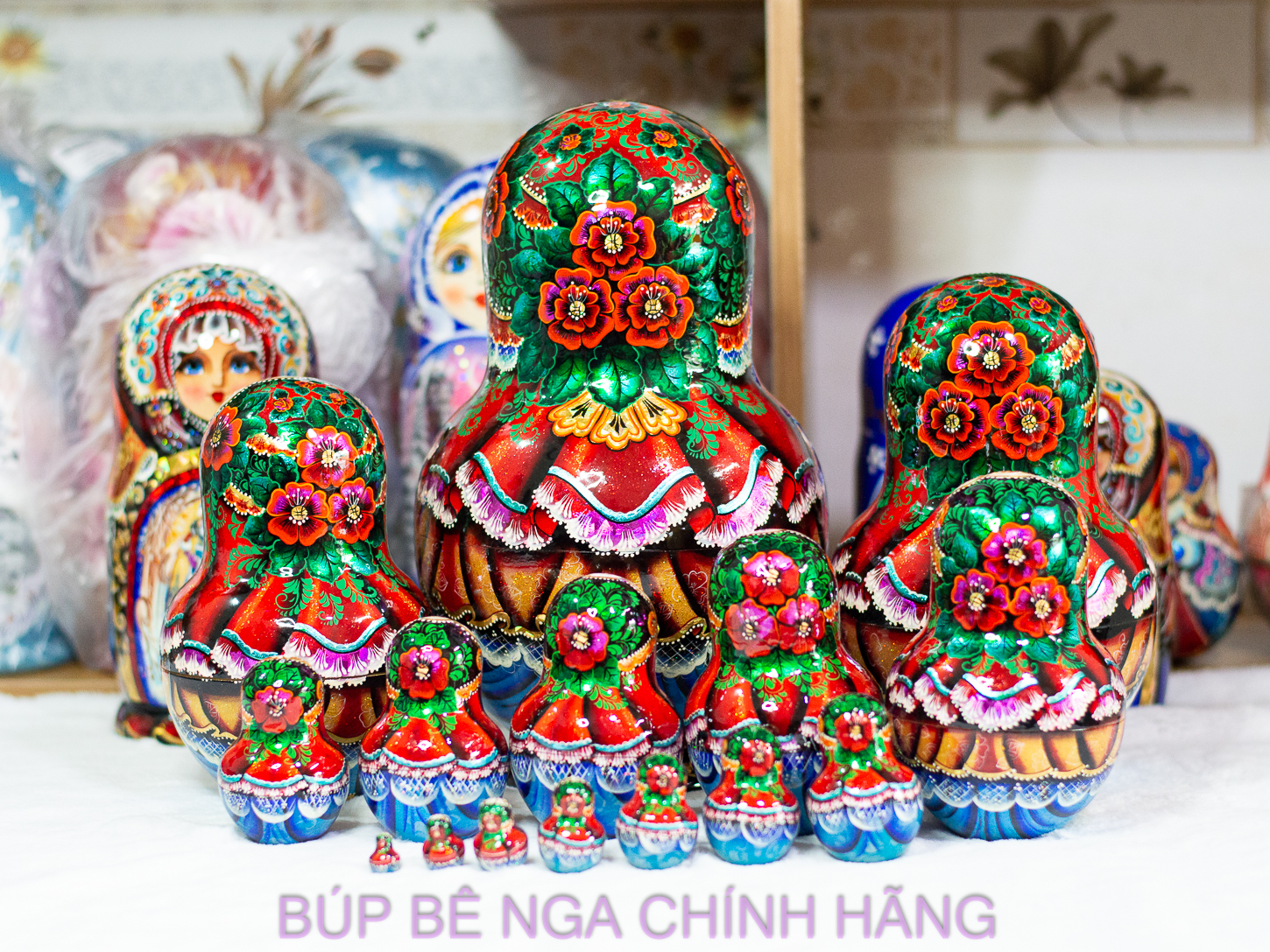 BỘ BÚP BÊ NGA 15 LỚP CAO 26CM DÁNG TRÒN VẼ HOA VĂN "CHUYỆN CỔ TÍCH PUSHKIN" CỰC ĐẸP, ĐỘC ĐÁO VÀ SANG TRỌNG