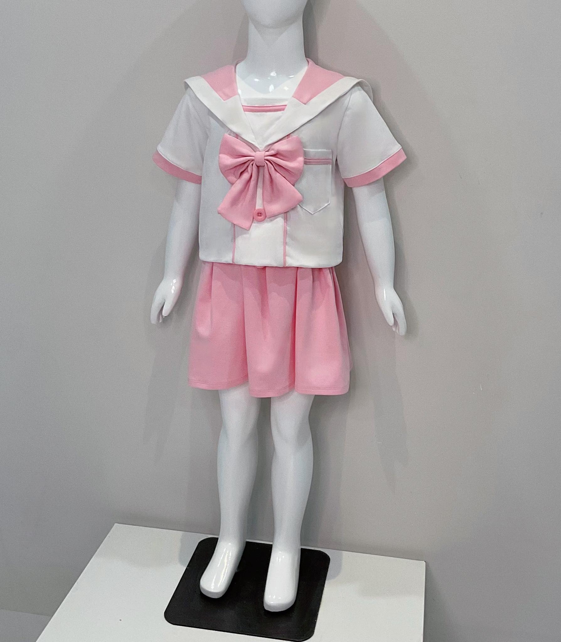 set đồng phục nữ sinh trắng hồng bé gái kiểu Hàn Quốc từ 4-8 tuổi Gloria kids