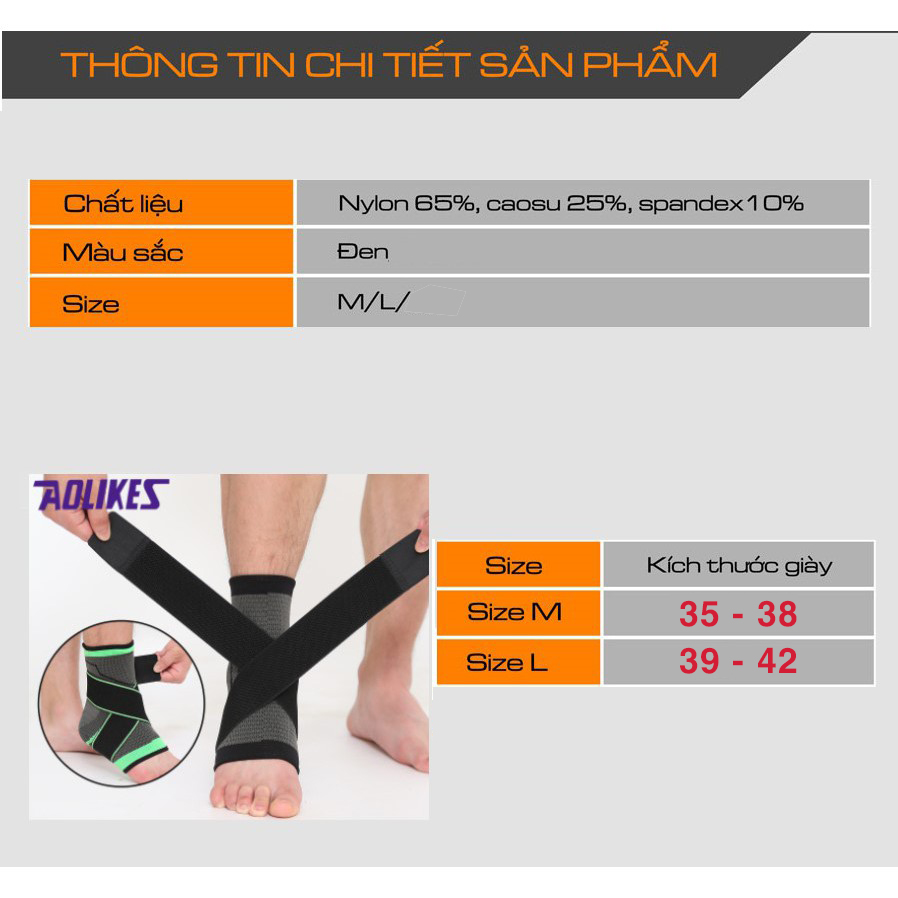 Cuốn cổ chân, bó bảo vệ mắt cá chân, gót chân thoáng khí cho hoạt động thể thao đá bóng chạy bộ tập gym