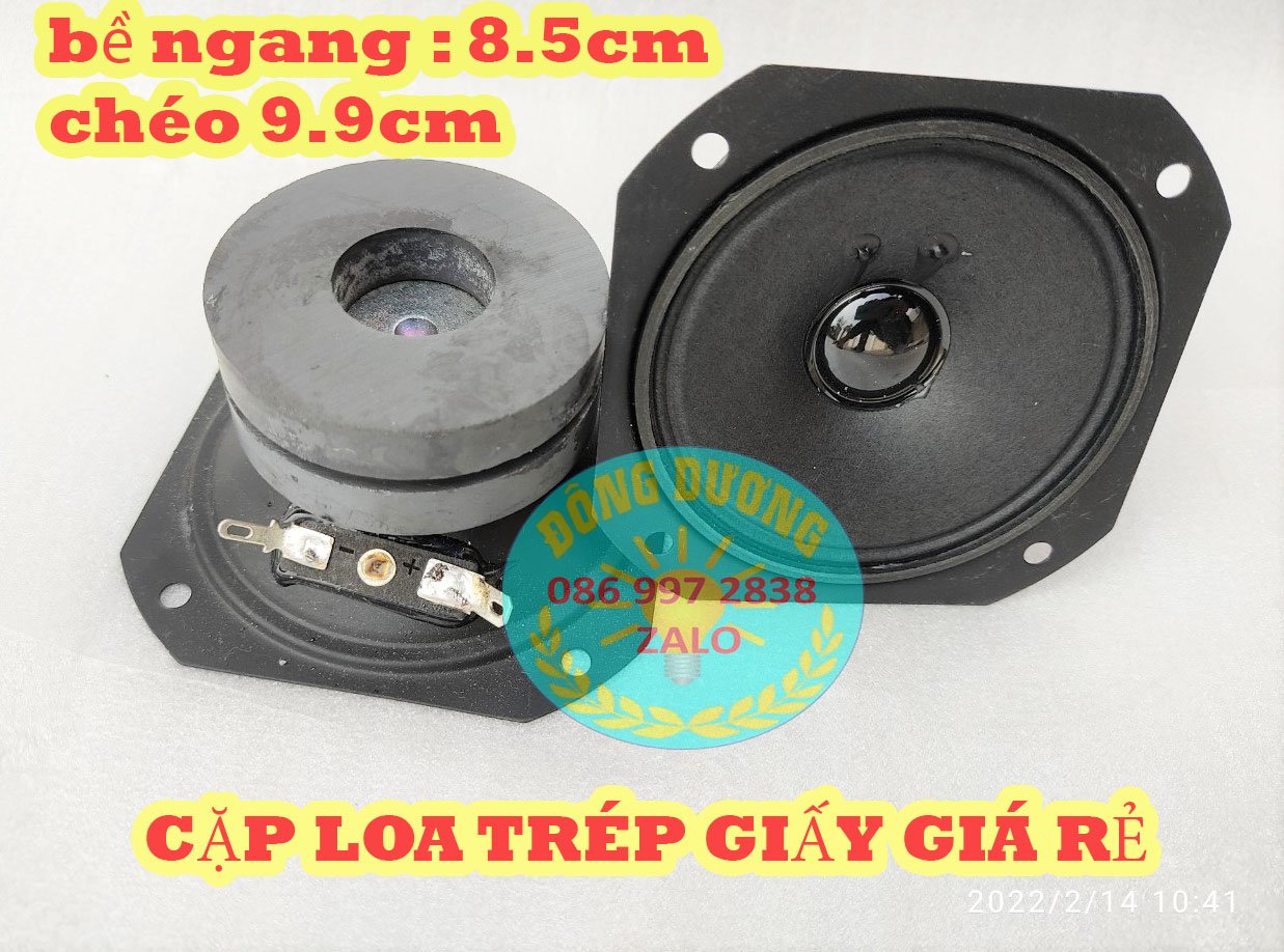 LOA TRÉP GIẤY 2 TỪ  LOẠI VUÔNG 8.5 X 9.9CM - GIÁ 1 ĐÔI  - LOA TRÉP LẮP THÙNG NẰM