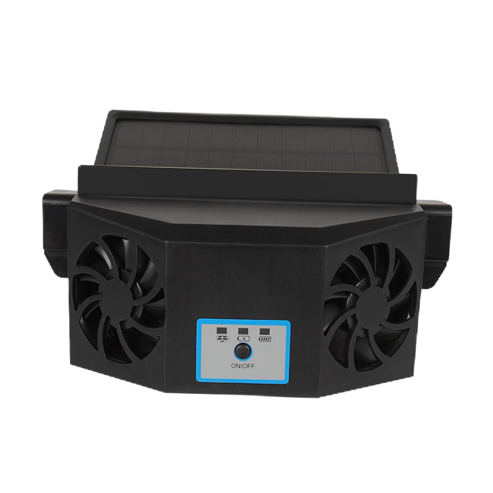 Car Exhaust Fan Solar/USB Dual Charging Auto Air Vent Cooling Fan