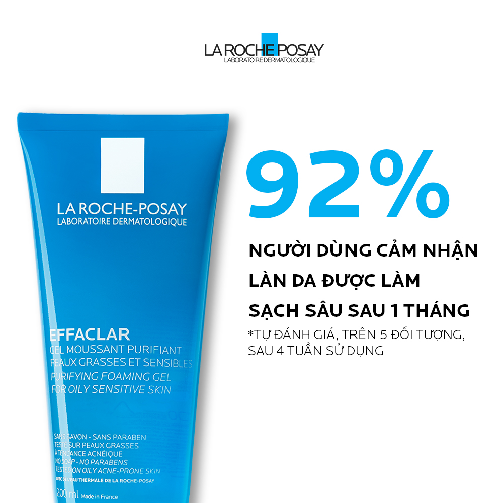 Gel rửa mặt tạo bọt làm sạch &amp; giảm nhờn cho da dầu nhạy cảm La Roche-Posay Effaclar Purifying Foaming Gel (200ml)