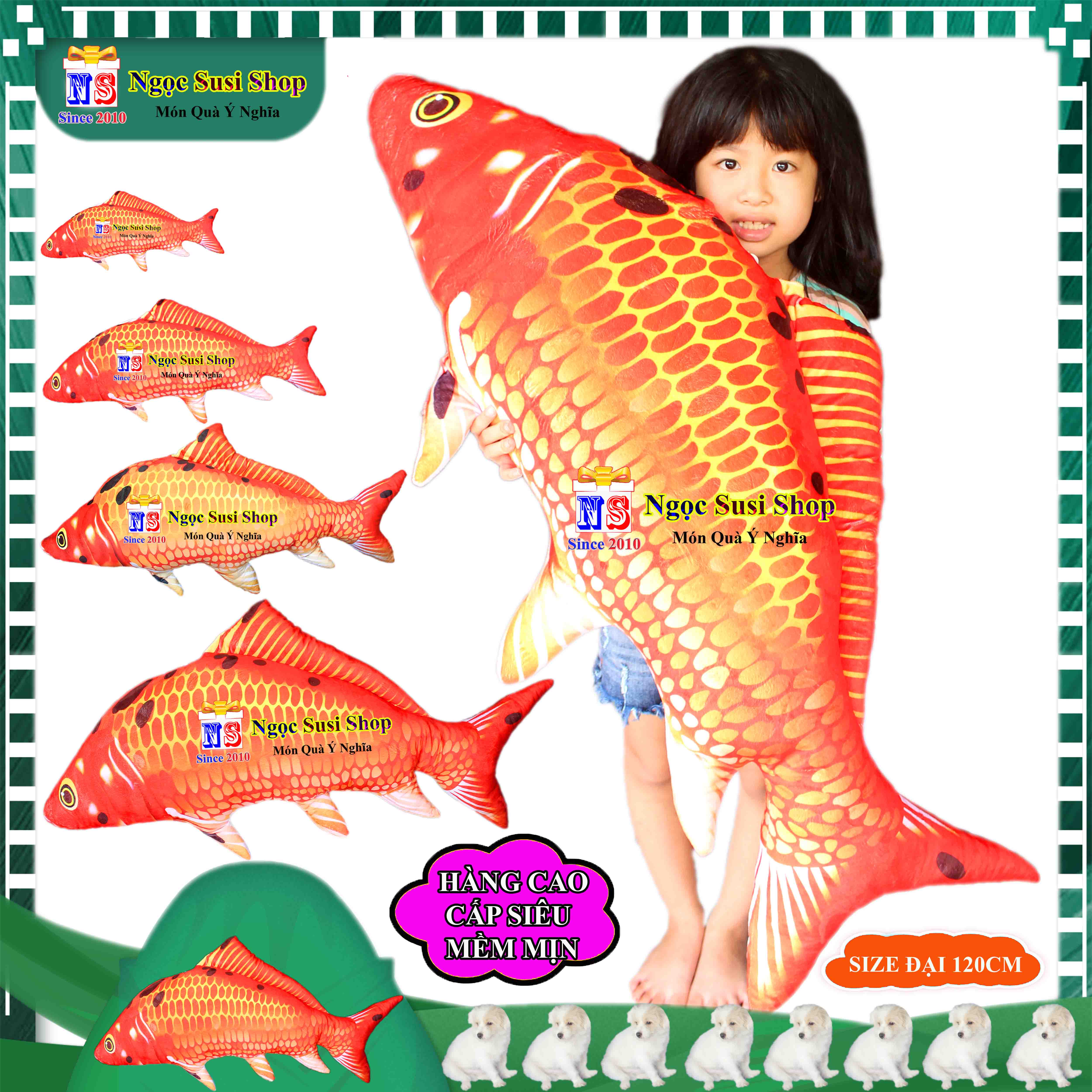 GỐI ÔM THÚ BÔNG CON CÁ CHÉP 3D SIÊU TO DÀI RẤT MỊN ÔM NGỦ - GẤU BÔNG HÌNH CON CÁ CHÉP 3D RẤT MỊN