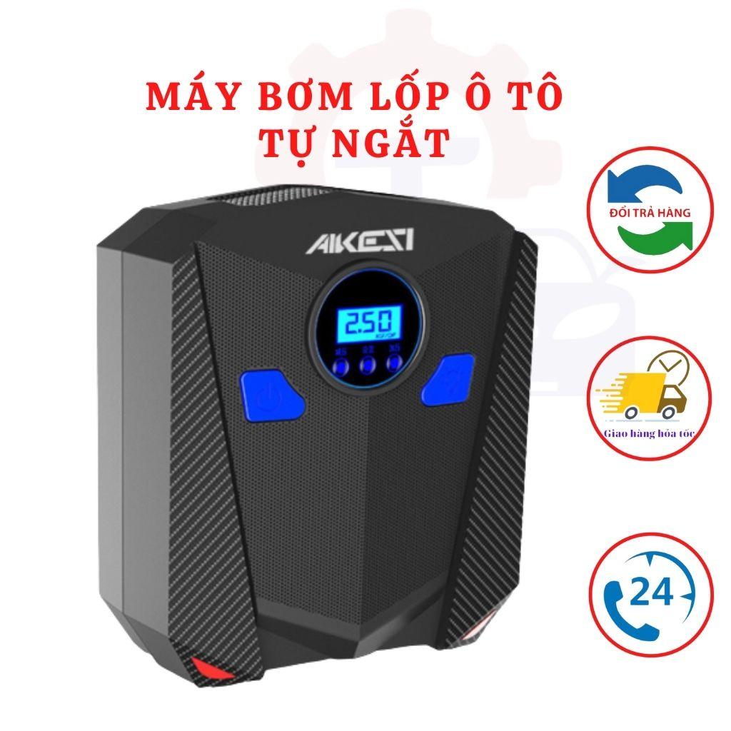 Bơm lốp ô tô xe máy tự ngắt, bơm lốp ô tô xe hơi AIKESI có đèn pin siêu sáng