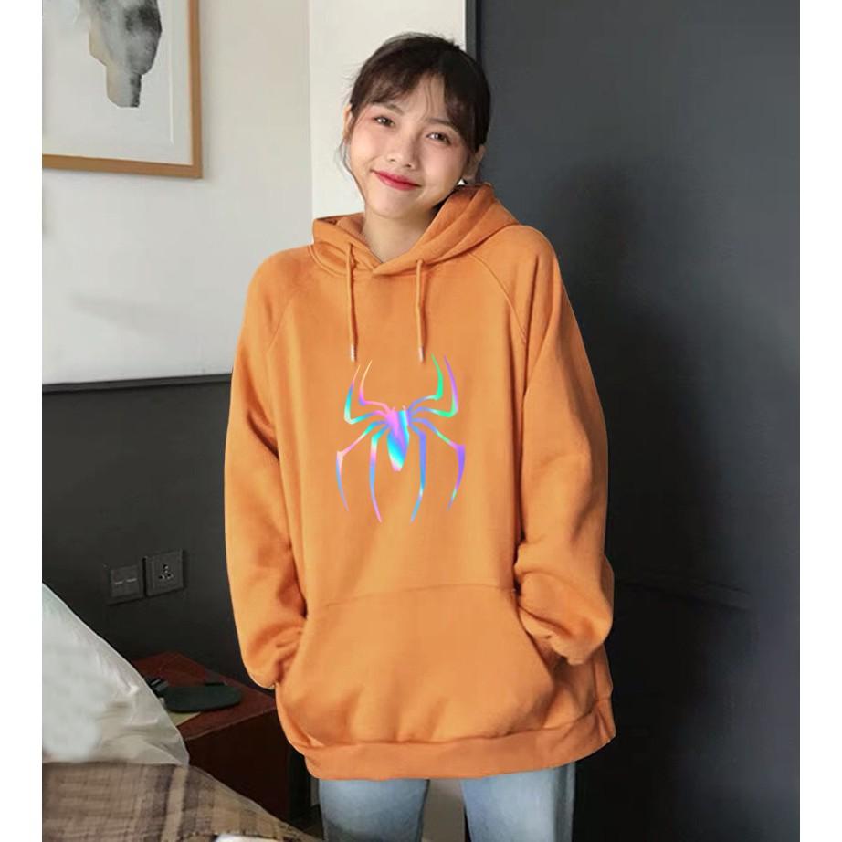 Áo hoodie Unisex dạ quang - Áo khoác nỉ phản quang họa tiết nhện con in cao cấp