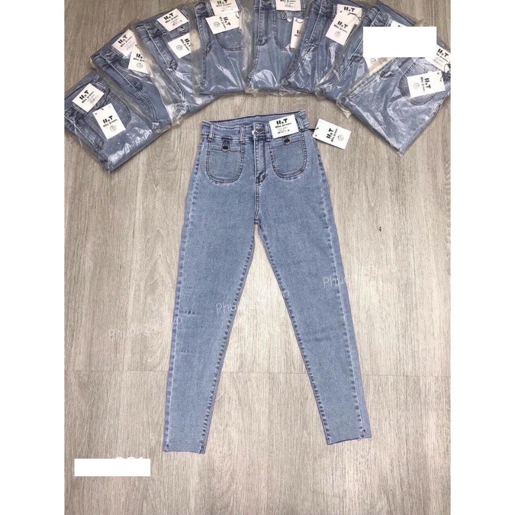 Quần Jeans Nữ Lưng Cao, Quần Bò nữ Cạp Cao Co Giãn Ống Suông MuradFashion MS436