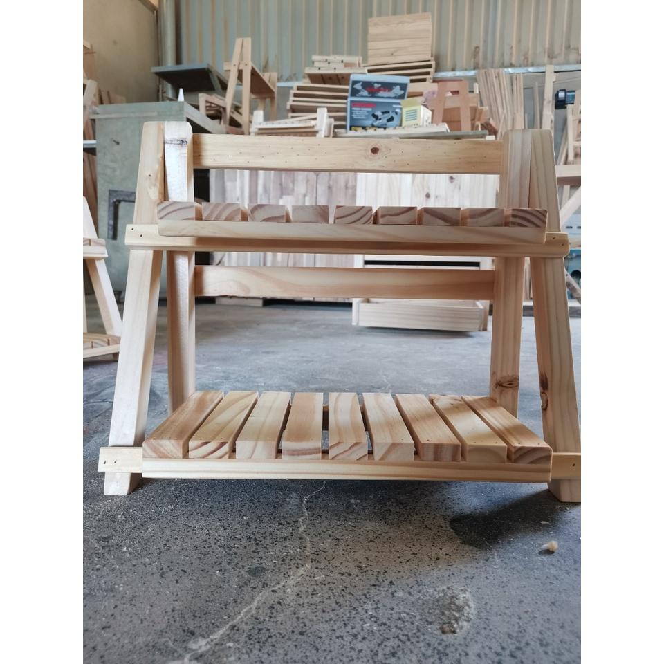 Kệ gỗ mini 2 tầng, Sản xuất tại xưởng ĐT, Kệ để bàn làm việc, để sen đá, để vật trưng bày, Chất liệu gỗ thông nhập khẩu, KEMN2T