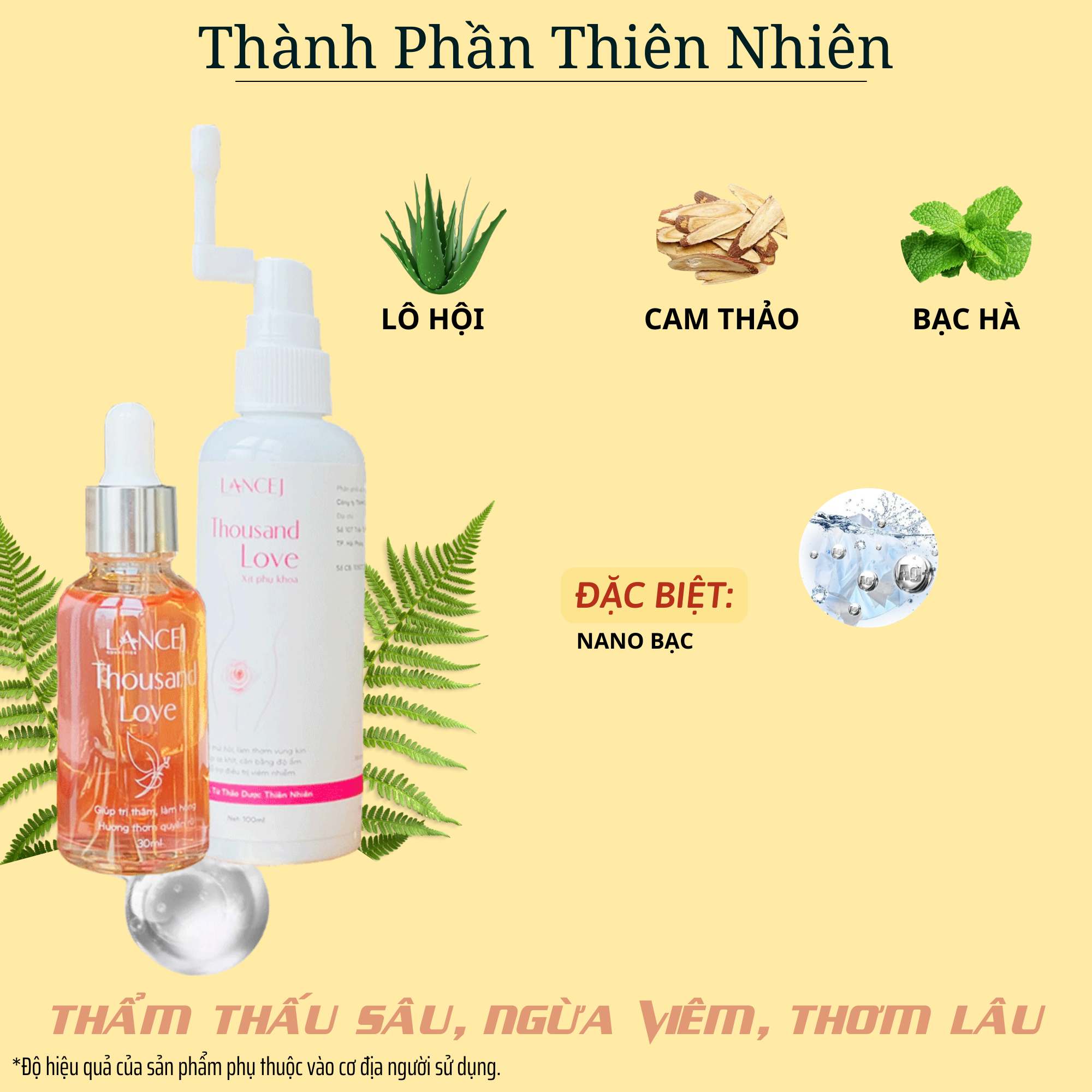 Bộ Đôi Vệ Sinh Phụ Khoa THOUSAND LOVE 100ml, Xịt Khử Mùi Hôi, Serum Chăm Sóc Da, Cân Bằng PH